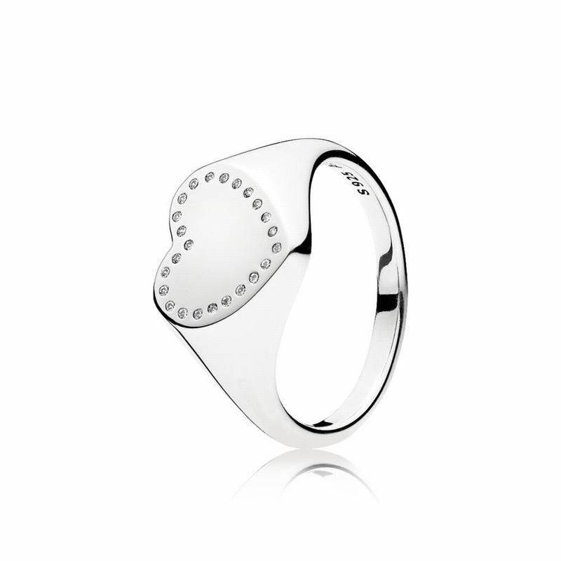 Pandora Australia Heart Signet Stackable Ring - Sterling Silver | OKWVXR684